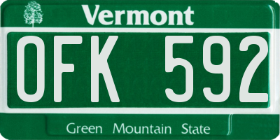 VT license plate OFK592