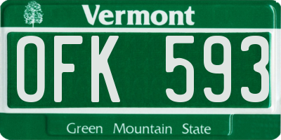 VT license plate OFK593