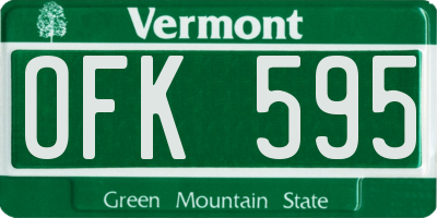 VT license plate OFK595