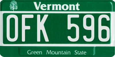 VT license plate OFK596