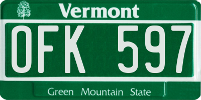 VT license plate OFK597