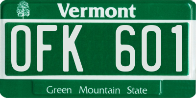 VT license plate OFK601