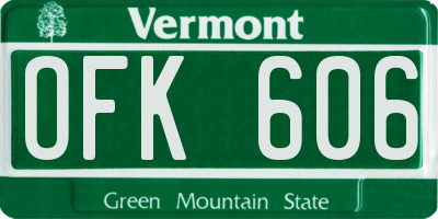 VT license plate OFK606