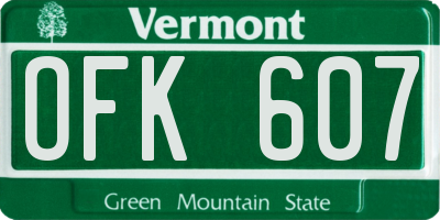 VT license plate OFK607