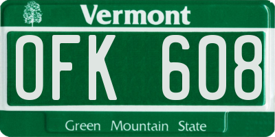 VT license plate OFK608