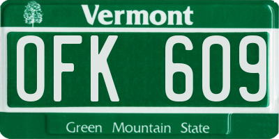 VT license plate OFK609