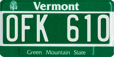 VT license plate OFK610
