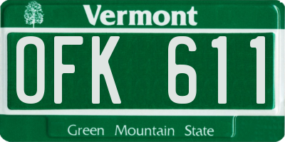VT license plate OFK611