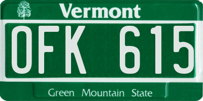 VT license plate OFK615