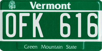 VT license plate OFK616