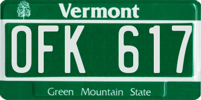 VT license plate OFK617