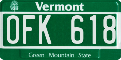 VT license plate OFK618