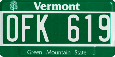 VT license plate OFK619