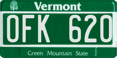 VT license plate OFK620