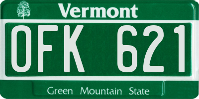 VT license plate OFK621