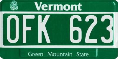 VT license plate OFK623