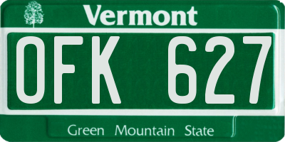 VT license plate OFK627