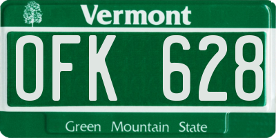 VT license plate OFK628