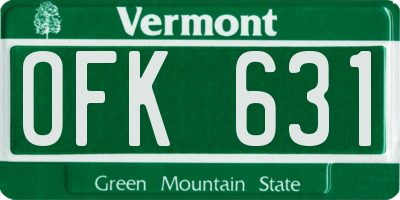 VT license plate OFK631