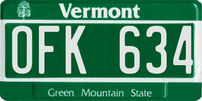 VT license plate OFK634
