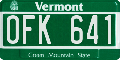 VT license plate OFK641