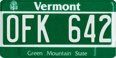 VT license plate OFK642