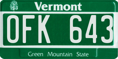 VT license plate OFK643