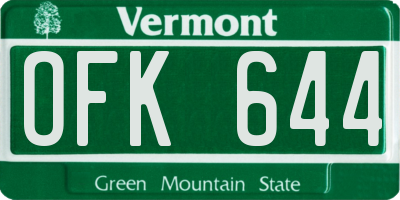 VT license plate OFK644