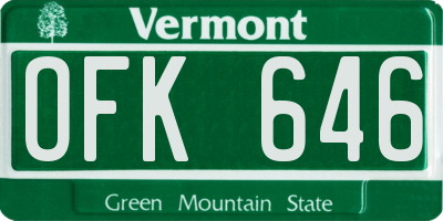 VT license plate OFK646