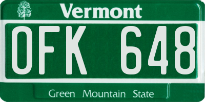 VT license plate OFK648