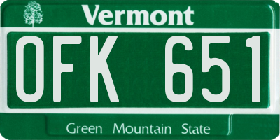 VT license plate OFK651