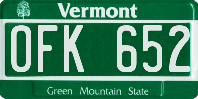 VT license plate OFK652