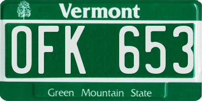 VT license plate OFK653