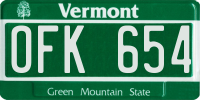 VT license plate OFK654