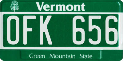 VT license plate OFK656