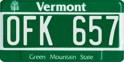 VT license plate OFK657