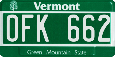 VT license plate OFK662