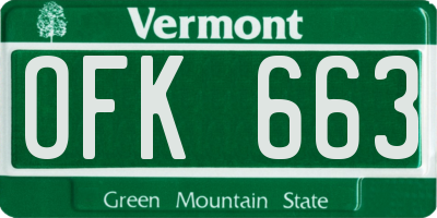 VT license plate OFK663