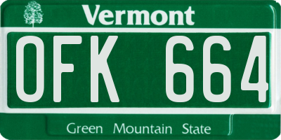 VT license plate OFK664
