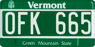 VT license plate OFK665