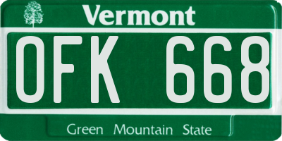 VT license plate OFK668