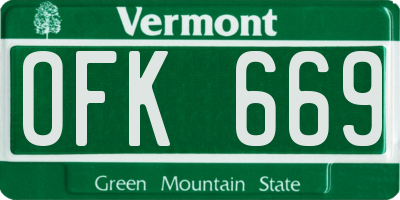 VT license plate OFK669