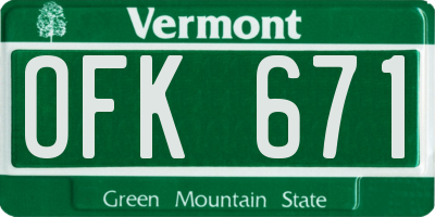 VT license plate OFK671