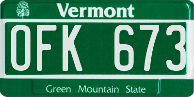 VT license plate OFK673