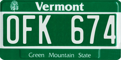 VT license plate OFK674