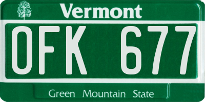 VT license plate OFK677