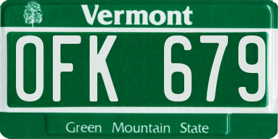VT license plate OFK679