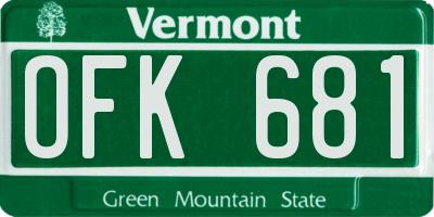 VT license plate OFK681