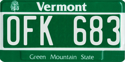 VT license plate OFK683