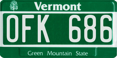 VT license plate OFK686